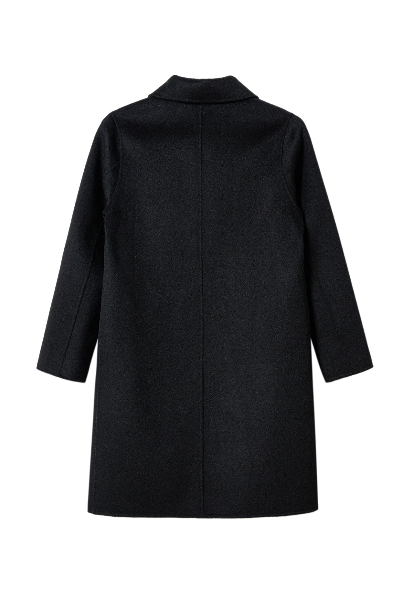 Black Slim-Fit Versatile Coat with Wool Double-Sided Collar
