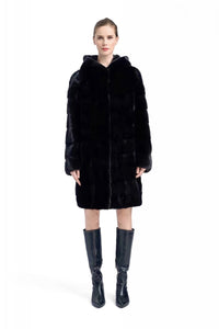 Luxurious Genuine Mink Fur Coat - Full-Length with Hood