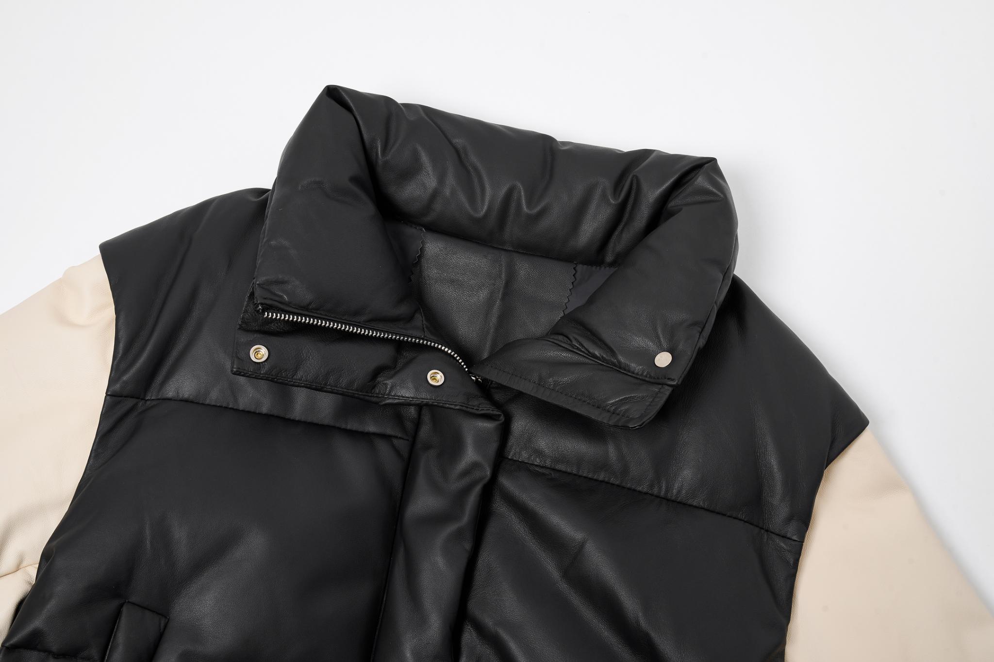 Urban Elegance: Chic Leather Down Jacket