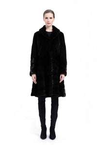 Sleek and Chic: Black Mink Fur Coat with Tailored Fit
