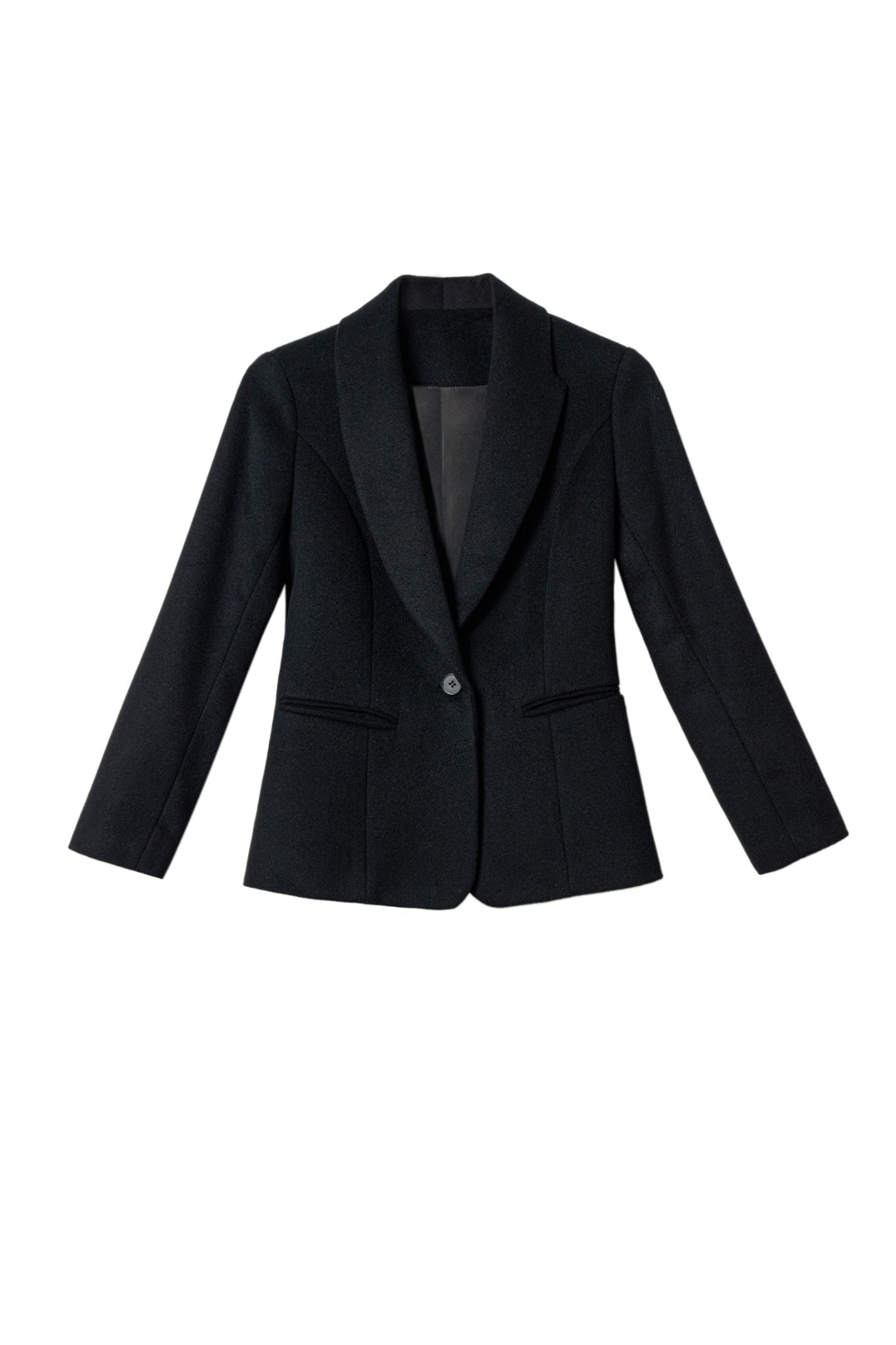 100% Cashmere Round Neck Double-sided Short Black Coat for Women