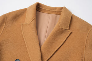 Classic Double-Breasted Cashmere Coat in Camel