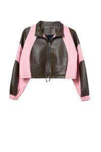 Color Pop: Vibrant Short Leather Jacket