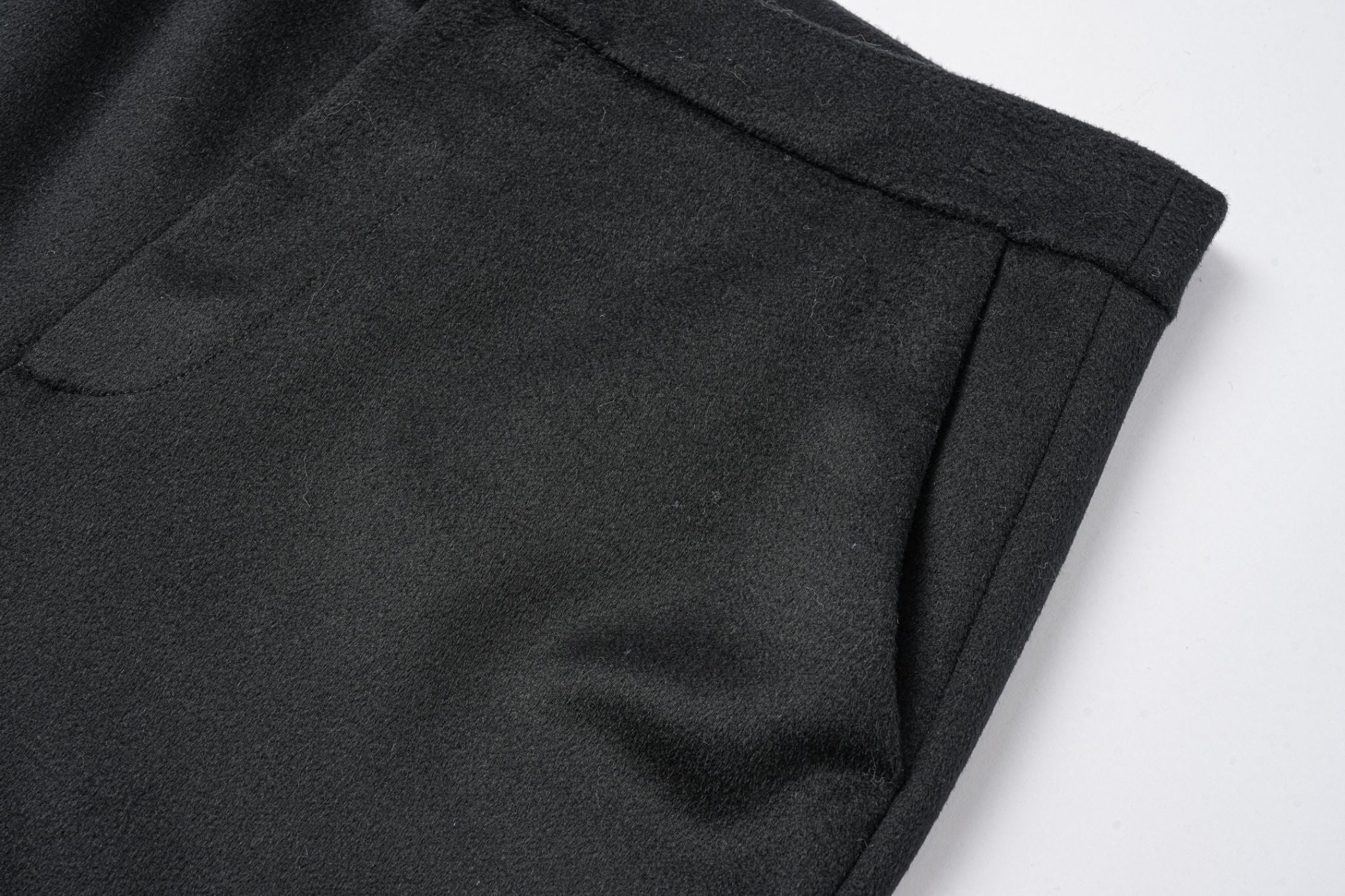 90% Wool 10% Cashmere Black Casual Wide-leg Pants