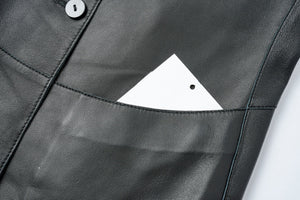 Fashionable Slim-fit Round Collar Thin Motorcycle Style Leather Jacket for Women