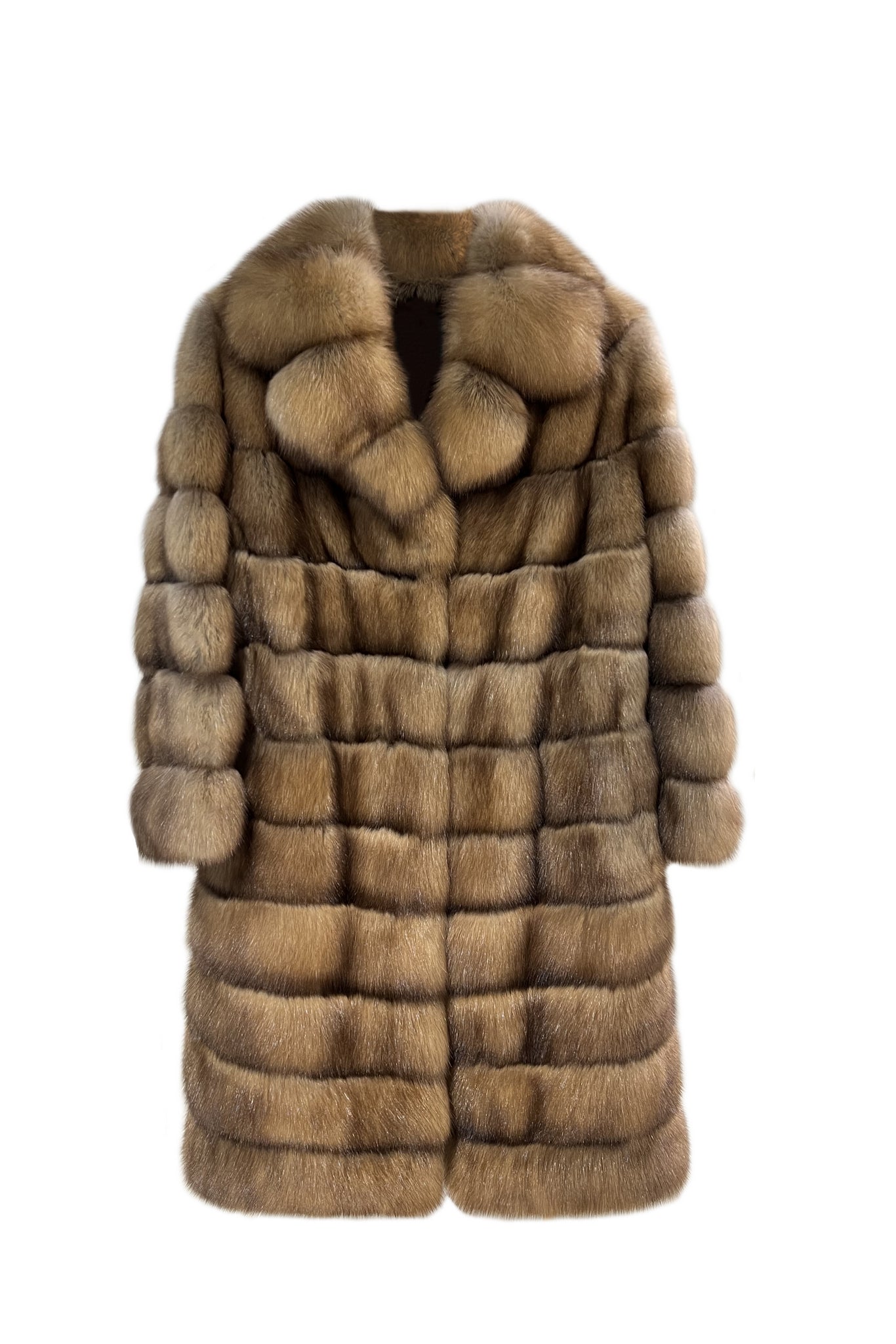 Luxurious Long Sable Fur Coat with Button Closure for Women in Winter Fashion