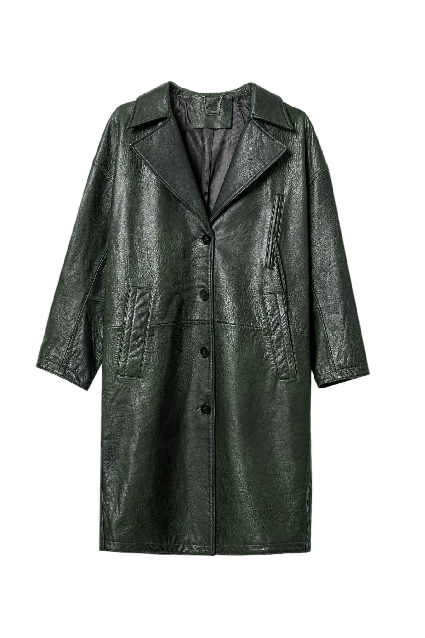 Classic Long Leather Car Coat for Everyday Elegance