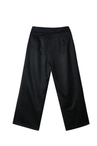 90% Wool 10% Cashmere Black Casual Wide-leg Pants