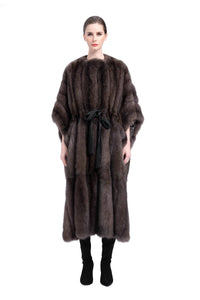 Luxurious Long Sable Fur Coat for Women in Winter Fashion