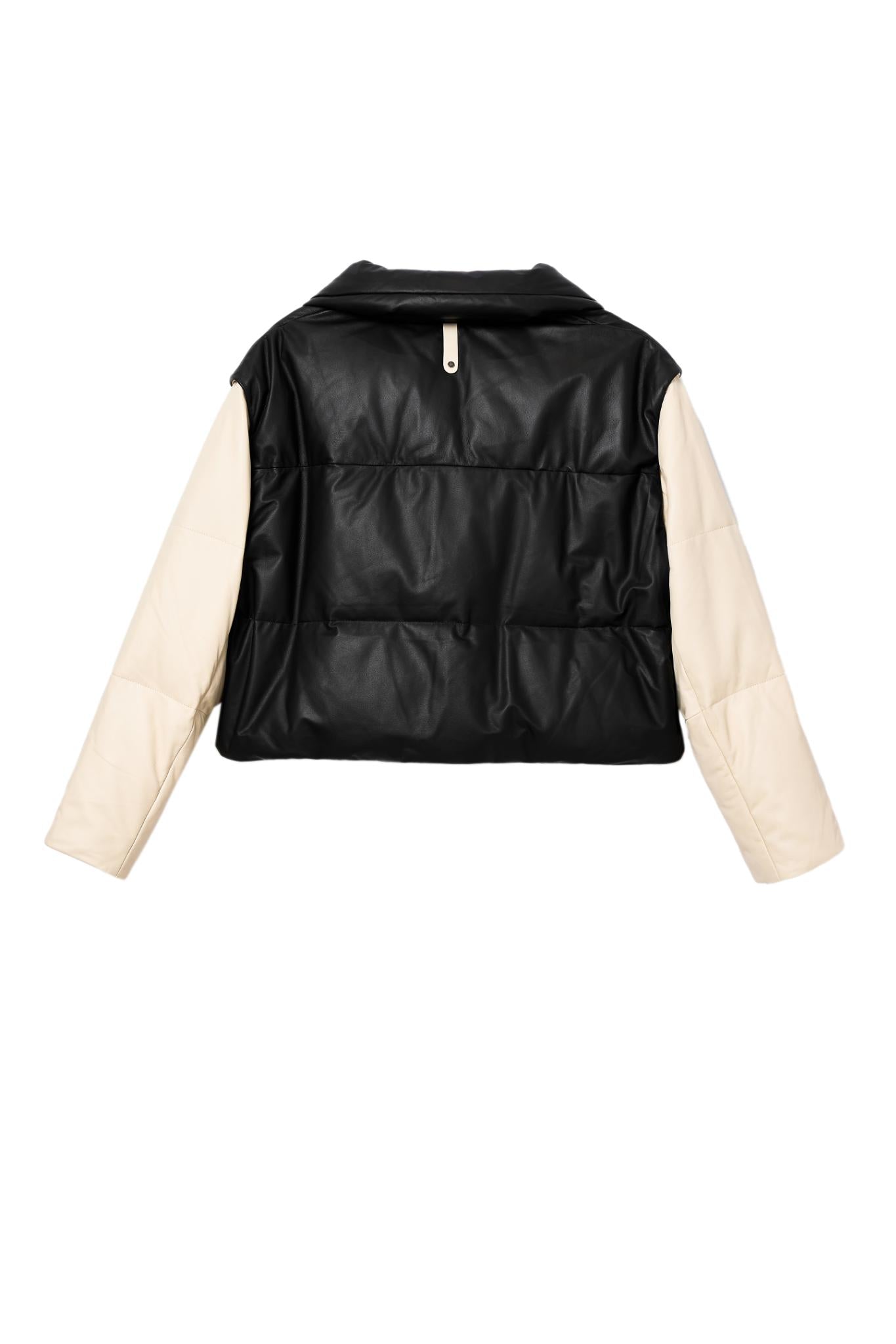 Urban Elegance: Chic Leather Down Jacket