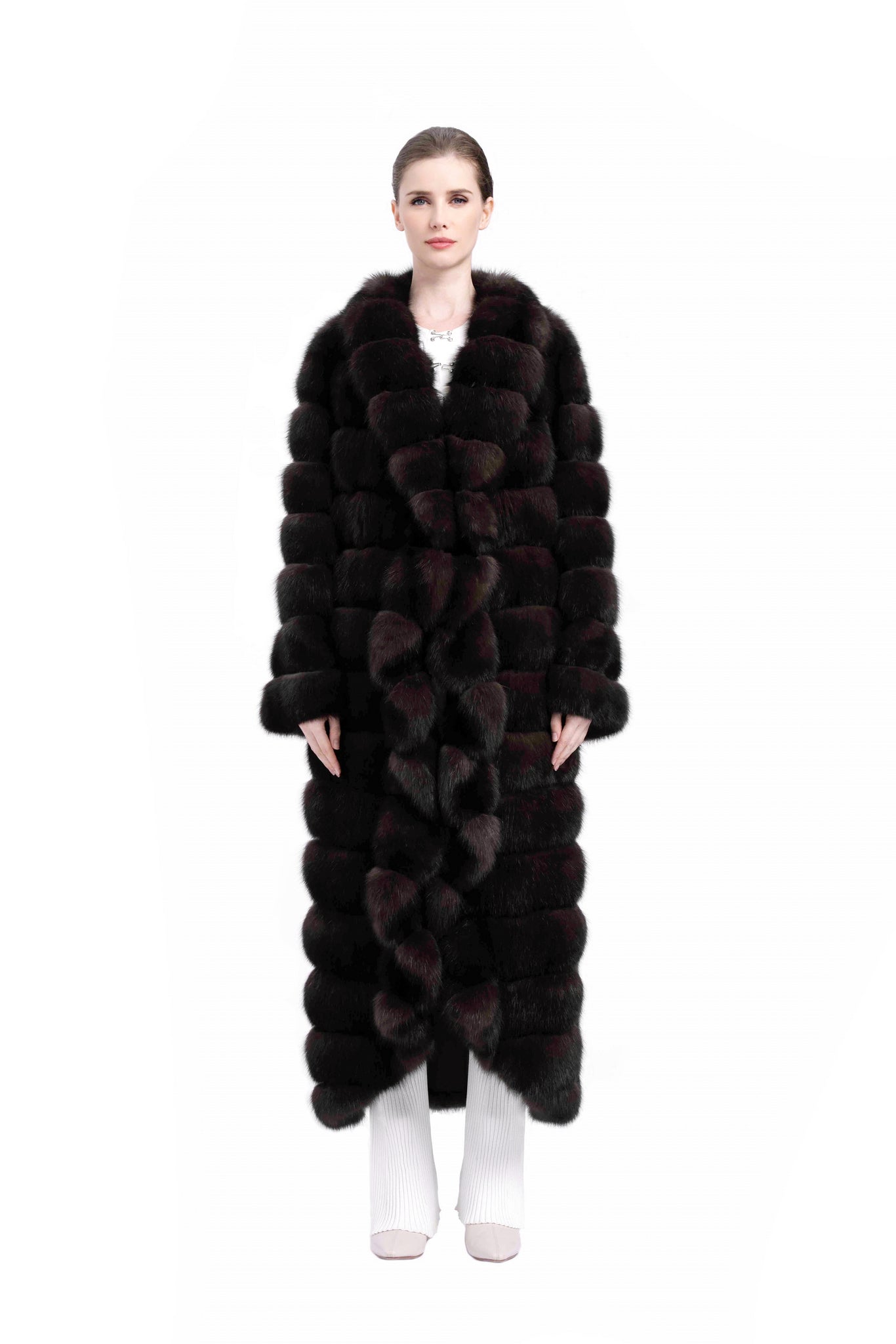 Luxurious Long Sable Fur Coat for Women - Warm and Chic