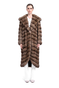 Elegant Women's Long Sable Fur Coat in Classic Design, Perfect for Winter Fashion