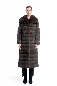 Gorgeous Women's Long Sable Fur Coat with Elegant Design for Winter Season