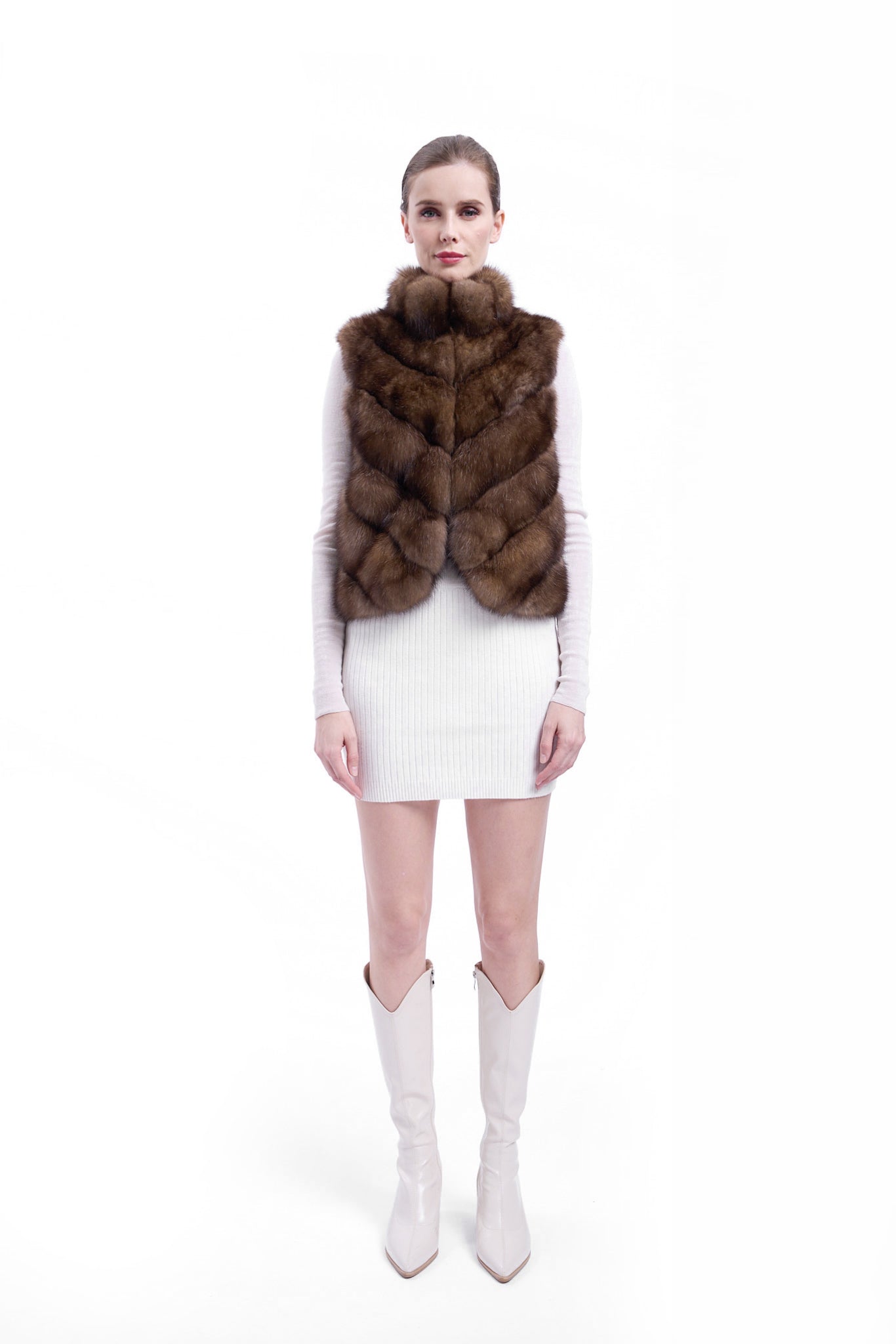 Sleek and Chic: Sable Fur Vest with Tailored Fit